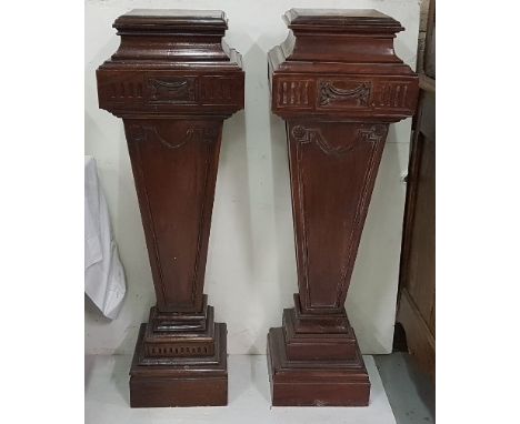 Matching Pair of mid-20thC Mahogany Pedestals in the Regency design, each 1.2 m h x 38cm w