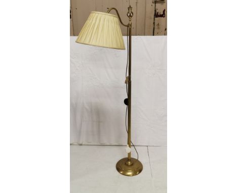 Modern brass Standard Lamp with brushed finish, gold shade