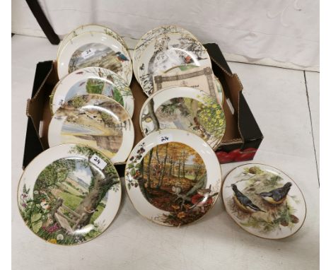 14 Porcelain collectors’ plates Royal Worcester Limited edition.  Landscape with rivers and forests 