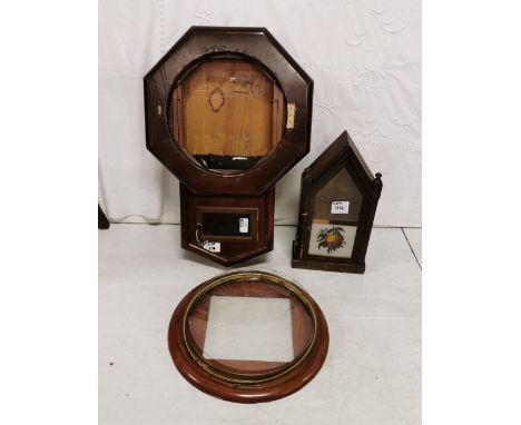 A Spring Driven Wall Clock Case &amp; a Gingerbread Mantel Clock Case (no works), a clock front and a bezel (4)