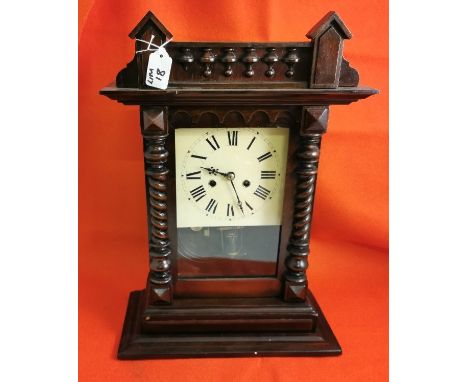 Mantel Clock with a visible pendulum, roped design columns, 46cm x 34cm