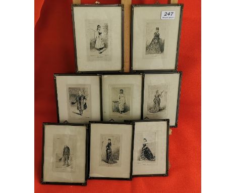 Set of 8 portrait lithographs in good quality matching brass frames, after A. SALMON, each 18.5cm x 15cm