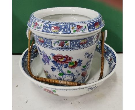 Transfer print Wash Bowl &amp; Bucket – floral pattern - Losol ware