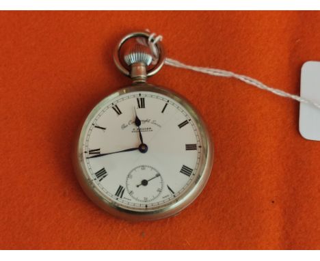 Swiss Made Pocket Watch, in a silver case, the inside stamped “Omega M”, the dial stamped "The Connaught Sever", retailer “S.