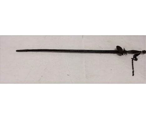 Early 20thC French officer’s dress sword, the knurled wire bound wooden grip with brass mounts and hilt above a steel blade a