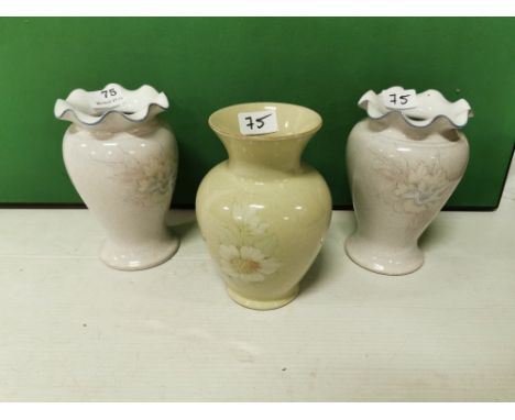Three Vintage Denby Vases, including one pair, Floral designs, each 19cm h (3)