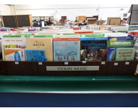 Five divided shelves of Violin Related Literature to include Violin Tutors, Studies, Popular, Duets, Sonatas, Concertos, Exam
