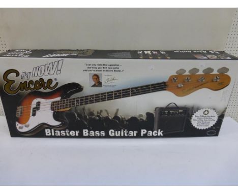 * A new boxed Encore ''Play Now'' Blaster Bass Guitar Pack which includes an Encore E4 Blaster Bass Guitar in Vintage White, 