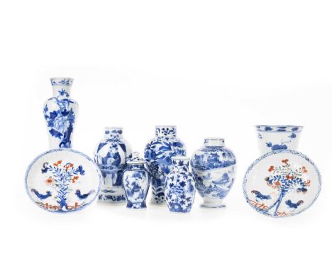 GROUP OF CHINESE PORCELAIN, 18TH AND 19TH CENTURY including a bowl, hand painted with blossoming branches within lotus border