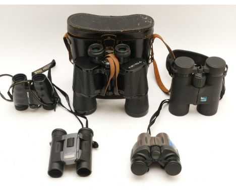 A collection of binoculars, to include, a pair Made in the USSR 7 x 50, Avocet 8 x 42, and Nikon Sportlite 10 x 25. (1 box)