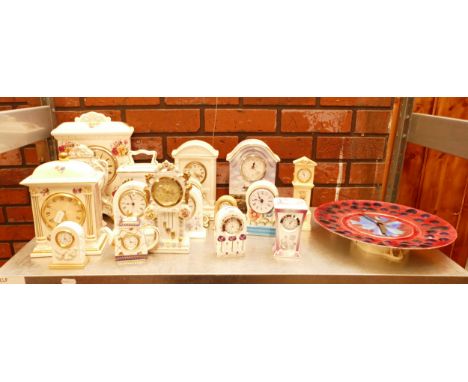 A selection of ceramic clocks, to include, Wedgwood and Leonardo. (18)
