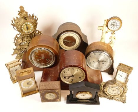 A collection of mid twentieth-century and later mantel, anniversary and carriage clocks, to include, Bentima, Metamec, and Ar