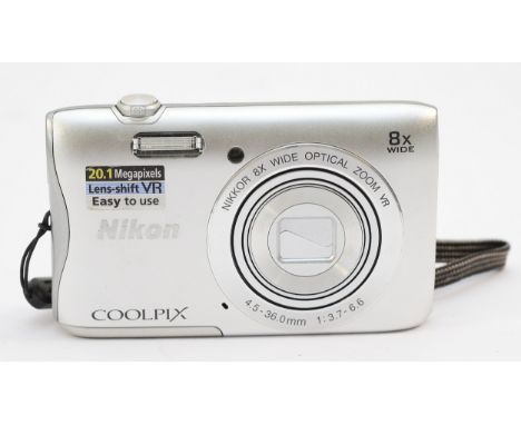 A Nikon Coolpix S3700 digital camera, in silver.