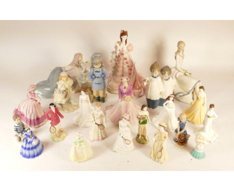 An assortment of figurines, primarily Coalport, to include, 1997's On Court, The First Serve, limited edition 13/500, and Pre