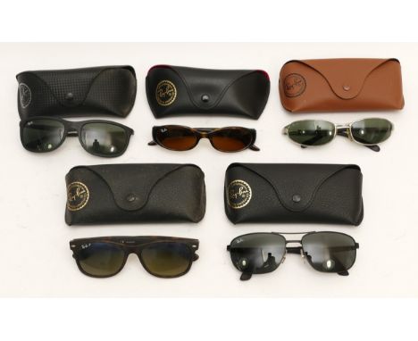 Five cased pairs of Ray-Ban fashion sunglasses. 