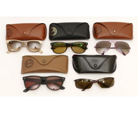 Four cased pairs of Ray-Ban sunglasses, together with a cased pair of Ray-Ban prescription sunglasses. (5)