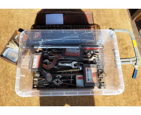 An assortment of mechanic's and engineer's tools, to include, a Britool torque wrench, threading tools Britool imperial socke
