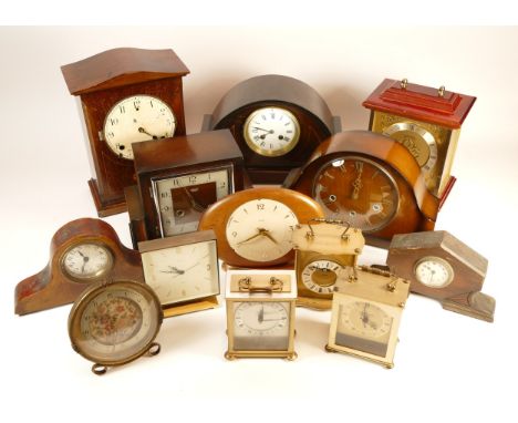 A collection of mid twentieth-century and later mantel, anniversary and carriage clocks, to include, Westclox, Swiza, and Smi