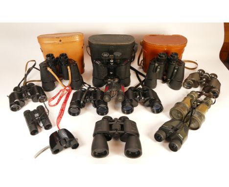 A collection of binoculars, to include, Hanimex 8 x 40, Miranda 8 x 40, and Pentax 8 x 21. (1 box)