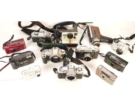 A collection of cameras and camera accessories, to include, a Minolta X-300, a Canon EOS 500N, and a Minolta XG-M. (1 box)