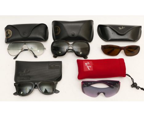 Five cased pairs of Ray-Ban fashion sunglasses. 