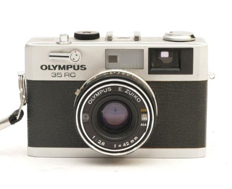 An Olympus 35 RC film camera, with an in-built Olympus Zuiko f/2.8 42mm lens.