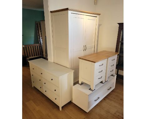 A group of modern Wren bedroom furniture items, to include a double wardrobe, W110, D55, H195cm, with a pair of matching beds