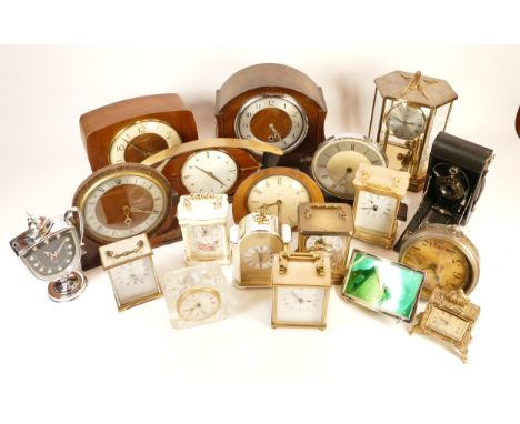A collection of mid twentieth-century and later mantel, alarm and carriage clocks, to include, Metamec, London Clock Co, Beri