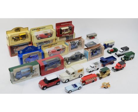 A collection of over twenty modern diecast advertising model vehicles, boxed and loose, to include Lledo 'Days Gone' and Matc