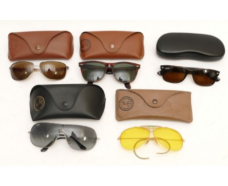 Five cased pairs of Ray-Ban fashion sunglasses. 