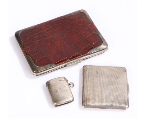 Edward VII silver mounted crocodile skin wallet, Birmingham 1903, maker Charles Penny Brown, with two interior compartments, 