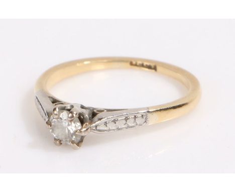 18 Carat gold and diamond ring, with a central diamond, ring size K gross weight 2.0 grams&nbsp;