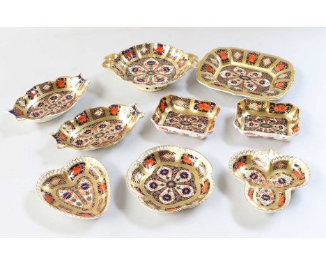 A Quantity of Royal Crown Derby Porcelain Trinket Dishes, Imari pattern 1128, all 1st quality (one tray)No damage or repair.