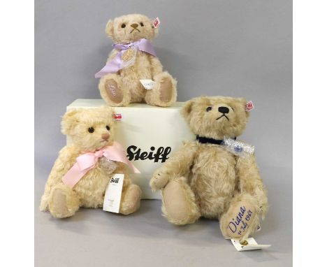 Modern Steiff Bears comprising blonde Royal Baby bear, cream Royal Baby bear, blonde Diana bear (3)