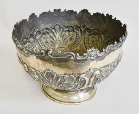 An Edward VII Silver Rose-Bowl, by Walker and Hall, Sheffield, 1903, tapering cylindrical and on spreading base, the lower bo