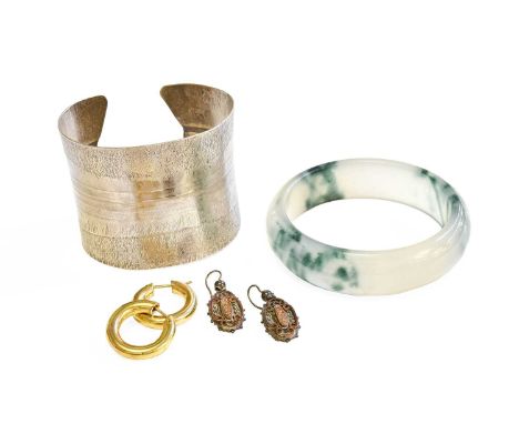 A Small Quantity of Jewellery, comprising of a pair of 9 carat gold hoop earrings, with post fittings; another pair of earrin