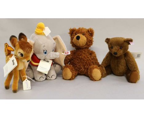 Modern Steiff Bears and Soft Toys, comprising a brown teddy bear - no label, Disney edition bambi, the Worlds First MBI bear 