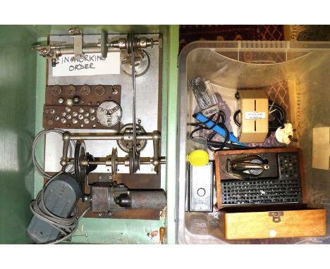 A Watchmaker's Lathe by Star of Switzerland, with watch collets, togethger withy a Favorite Swiss boxed staking tool set