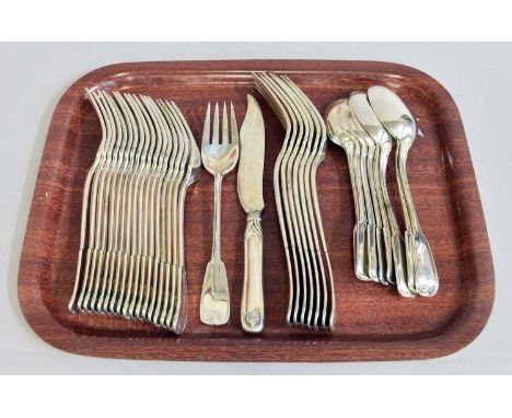 An American Silver Table-Service, by Tiffany, New York, Early 20th Century, Palm pattern, engraved with initials, comprising7