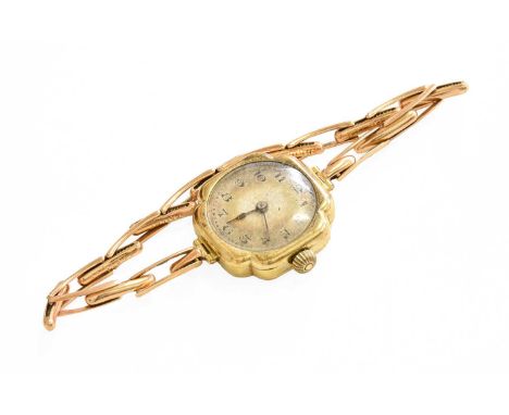 A Lady's 18 Carat Gold Wristwatch, signed Rolex, 1920, manual wound lever movement signed Rolex, inside case back stamped Rol
