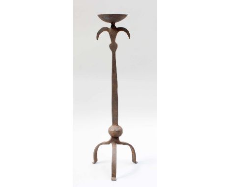 A Victorian Wrought Iron Pricket Candlestick, 31cm high