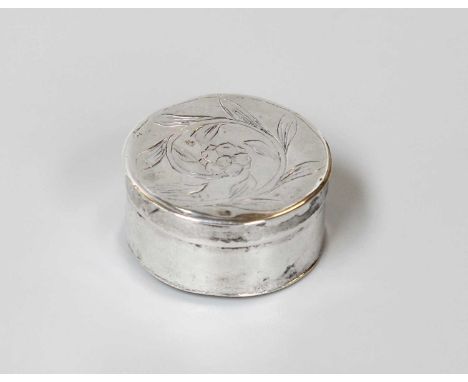 A William III Silver Patch-Box, With Indistinct Maker's Mark, Circa 1700, circular and with pull off cover, the cover engrave