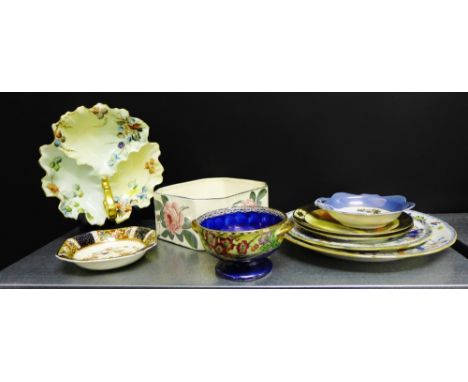 A mixed lot of ceramics to include two Noritake side plates and a twin handled bowl, a Maling floral decorated bowl, Stafford