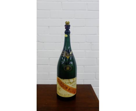 A Cordon Rouge champagne bottle converted to a table lamp base, Champagne name G.H. Mumm &amp; Co 53cm high