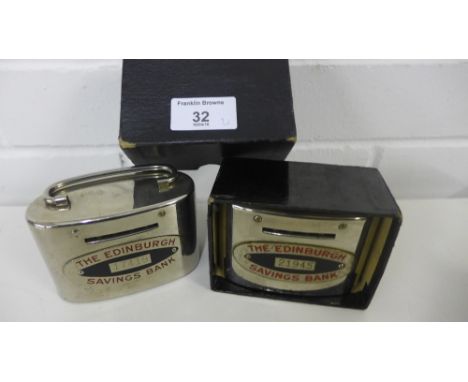 Two vintage Edinburgh Savings Banks, boxed (2) 