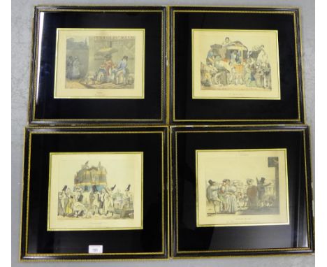 A collection of four 19th century French coloured prints to include 'Tribulation', two 'Inconvenient', 'Minuit' (4)  In black