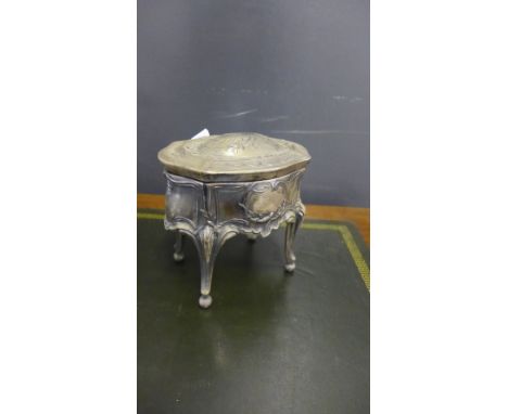 An Epns trinket box modelled as a table in the rococo manner, 15cm high 