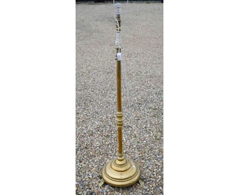 A Victorian brass rise and fall lamp (converted) 