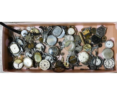 A box of assorted vintage and later wristwatches, parts and components including Kelton; Newmark; Arden; Timex; Smiths Empire