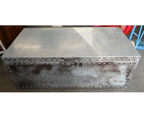 A studded metal trunk, 122cm wide 